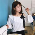 One-shoulder Frilled Long-sleeve Top