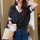 Short-sleeve Dotted Shirt Black - One Size
