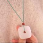 Square Faux Gemstone Pendant String Necklace