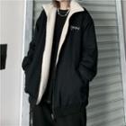 Reversible Zip-up Fleece Jacket Black - One Size