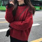 Oversize Lace Plain Knit Sweater