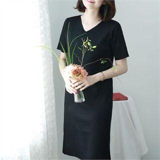 V-neck H-line Knit Dress