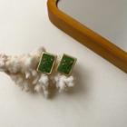 Square Stud Earring 1 Pair - Vintage Green - One Size