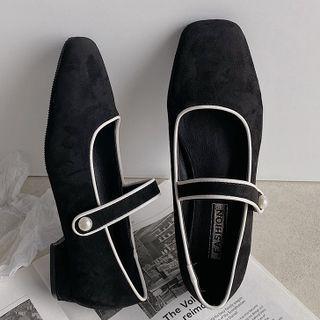 Contrast Trim Block Heel Mary Jane Shoes