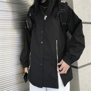 Zip Detail Shirt Black - One Size