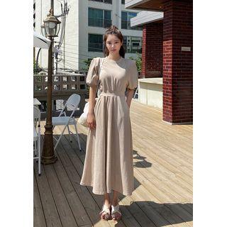 Gathered-waist Maxi Sweater Dress