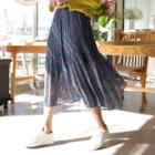 Floral Chiffon Midi Pleat Skirt