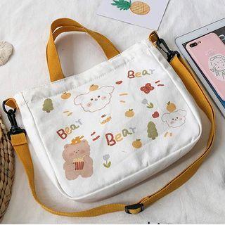 Top Handle Cartoon Print Crossbody Bag
