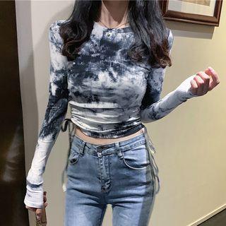 Tie-dyed Cropped Knit Top