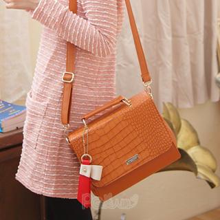 Croc-grain Satchel