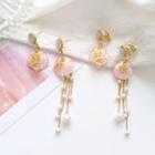 Non-matching Shell Faux Pearl Fringed Earring