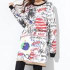 Patterned Long Sleeve T-shirt Dress