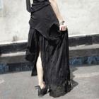 Maxi A-line Crinkled Skirt