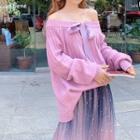 Tie Neck Sweater / Sheer Maxi Skirt