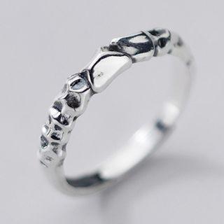 Irregular Embossed Silver Ring 1 Pc - Irregular Embossed Silver Ring - One Size