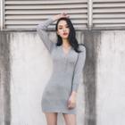 Glitter V-neck Knit Mini Dress