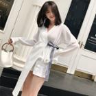 Bell Sleeve Asymmetric Wrapped Shirt