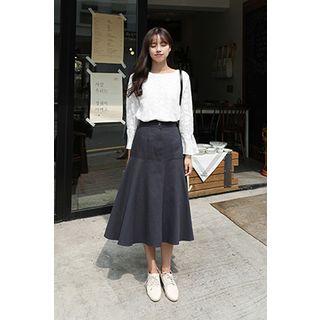 Zip-front Midi Flare Skirt