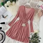 Star Embroidered Long-sleeve A-line Dress
