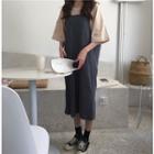 Set Plain Short-sleeve T Shirt + Jumper Dress 2-piece Set