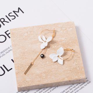 Flower Hoop Drop Earrings As Shown In Figure - One Size