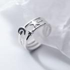 Moon & Star Sterling Silver Open Ring 1 Pc - S925 Silver - Silver - One Size