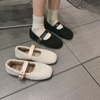 Faux Shearling Mary Jane Flats