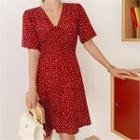 Flared Polka-dot Wrap Dress