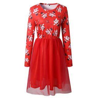 Xmas Long-sleeve A-line Dress
