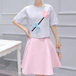 Set: Applique Top + A-line Skirt