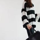 Color-block Wide-sleeve Knit Top