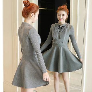 Mock Neck Bow Accent Knit Dress