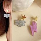 Non-matching Acrylic Cloud & Lightning Dangle Earring 1 Pair - Stud Earring - As Shown In Figure - One Size