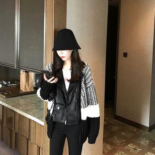 Knit Panel Biker Jacket