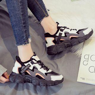 Fleece-lined Lace-up Platform Sneakers