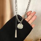 Layered Pendant Necklace 1pc - Silver - One Size