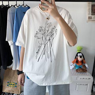 Short-sleeve Hands Print T-shirt