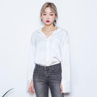 Wide-cuff Satin Shirt