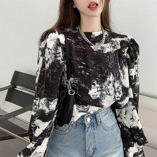 Details Tie-dyed Loose T-shirt Black & White - One Size
