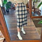 Woolen Plaid H-line Midi Skirt