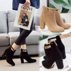Chunky-heel Cutout Ankle Boots