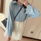 Set: Long Sleeve Plain Shirt + Mini A-line Skirt