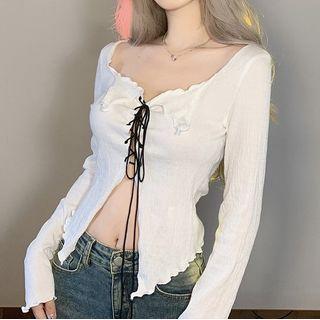 Lettuce Edge Lace-up Cardigan