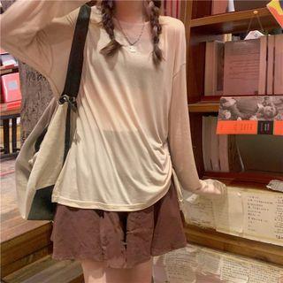 Long-sleeve Drawstring T-shirt / Skort