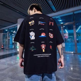 Japanese-print Loose T-shirt