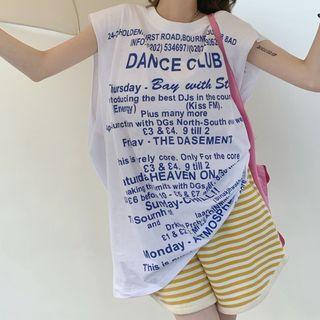 Lettering Long Tank Top / Striped Shorts