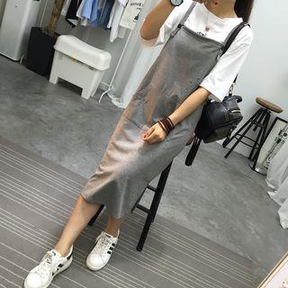 Side Slit Midi Pinafore Dress