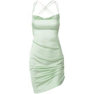 Halter-neck Satin Mini Dress
