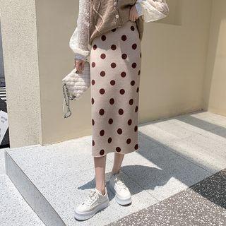 Dotted Pencil Knit Skirt