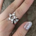 Star Rhinestone Alloy Open Ring Silver - One Size
